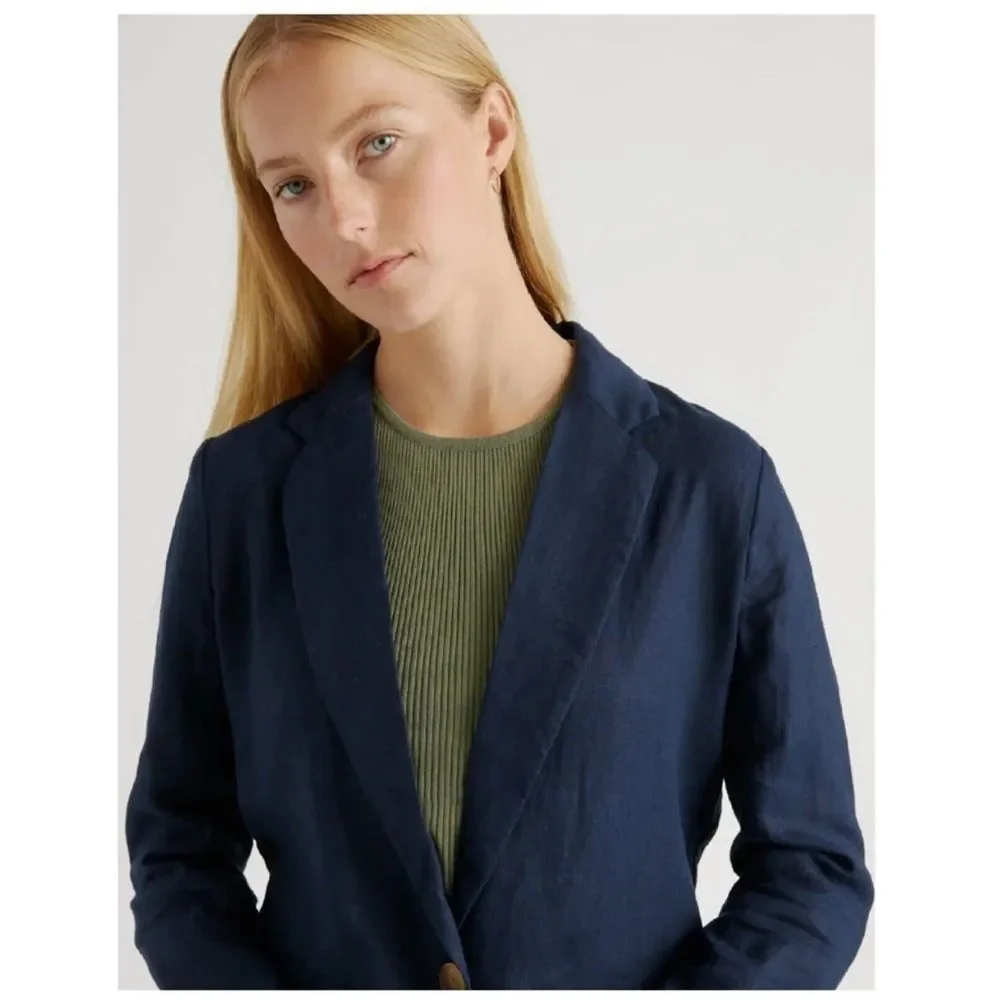 Quince Navy Single-Button Linen Blazer - NWT - Picture 2 of 10